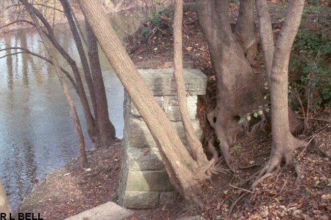 INTERURBAN BRIDGE ABUTMENT AT BIG BLUE RIVER IN SHELBYVILLE INDIANA