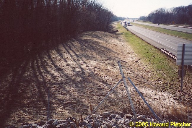 The remains of Coffee Creek fill on the south side of the Indiana Toll Road.  Howard Pletcher