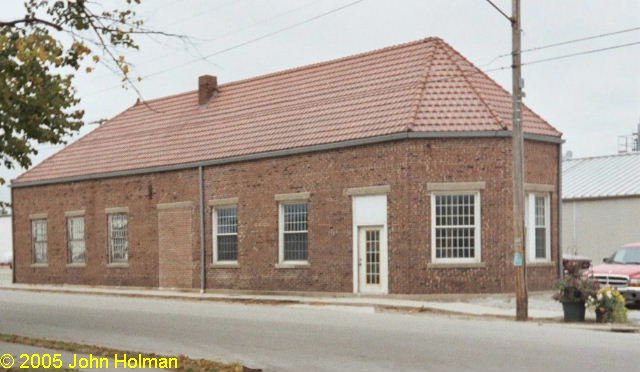 The Fort Wayne-Lima station in Monroeville.  The original over-hanging roof has been cut back even with the walls.  John Holman