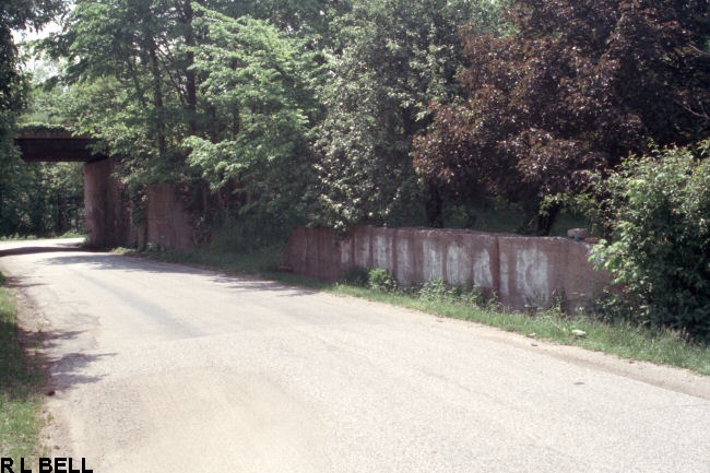 BASE OF INTERURBAN BRIDGE SUPPORT AT ST MARY OF THE WOODS INDIANA